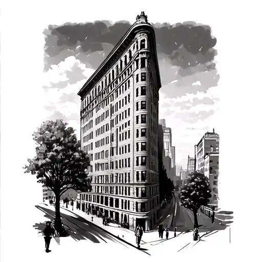 flatiron building from new york city and i want nature/a tree to be involved   tattoo design idea