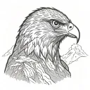 falcon head in center of mountain ridge tattoo design idea