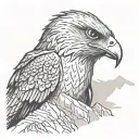 falcon head in center of mountain ridge tattoo design idea