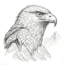 falcon head in center of mountain ridge tattoo design idea