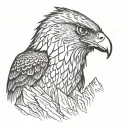 falcon head in center of mountain ridge tattoo design idea