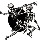 dancing skeleton  pair tattoo design idea