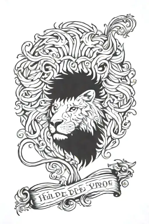 Bible verse and lion  tattoo design idea
