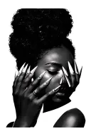 hear no evil see no evil speak no evil 3 black women Afrocentric long pointy nails  tattoo design idea