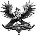 Phoenix perched on a ornemental scale balanced tattoo design idea