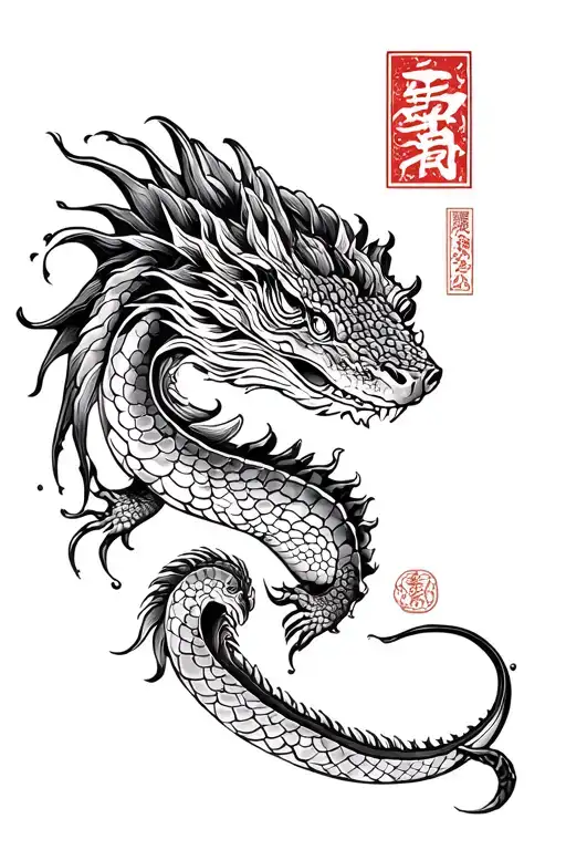 Chinese water dragon tattoo design idea