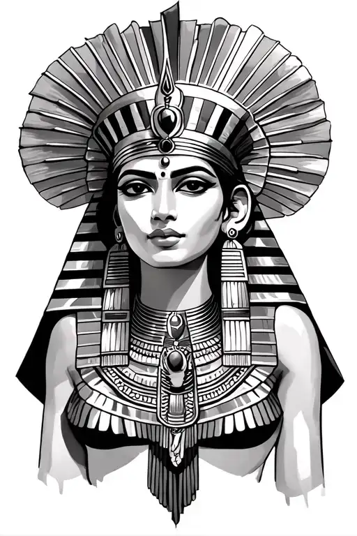 Egytian Cleopatra egyptian goddess with pharao headdress as a portrait tattoo design idea