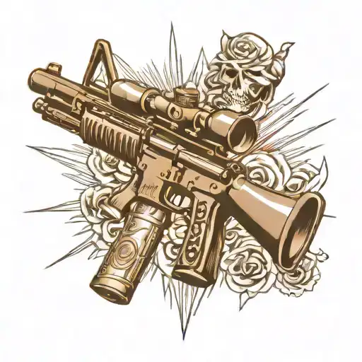 ar15 shooting a bullet on back tattoo tattoo design idea