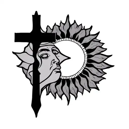 cross and sun ethel cain tattoo design idea