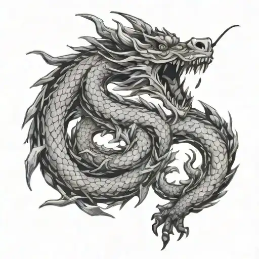 Korean style dragon intertwined tattoo design idea