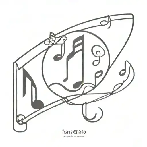 musical notes floating island tattoo design idea