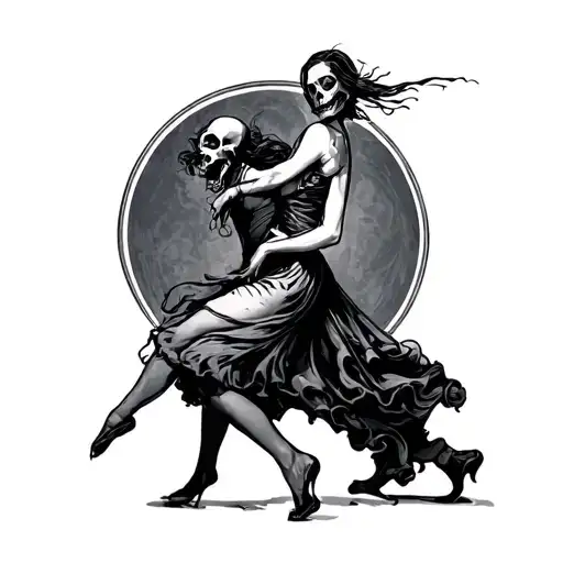 Macabre dance tattoo design idea