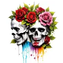 Brothers Till Death with roses blossoming from tears  tattoo design idea