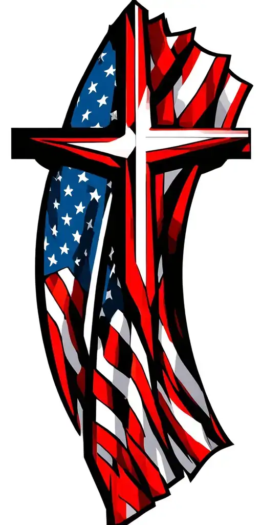 bible verse, USA flag with Christian cross tattoo design idea