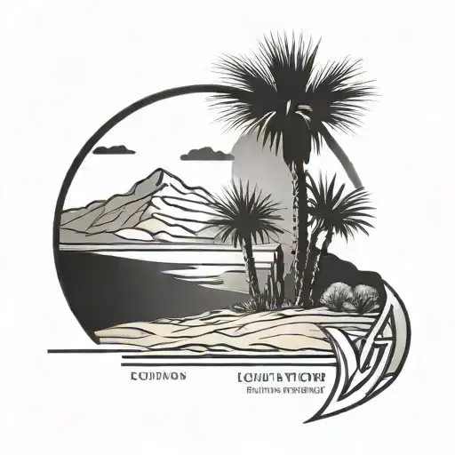 Louis Vuitton logo with desert landscape tattoo design idea