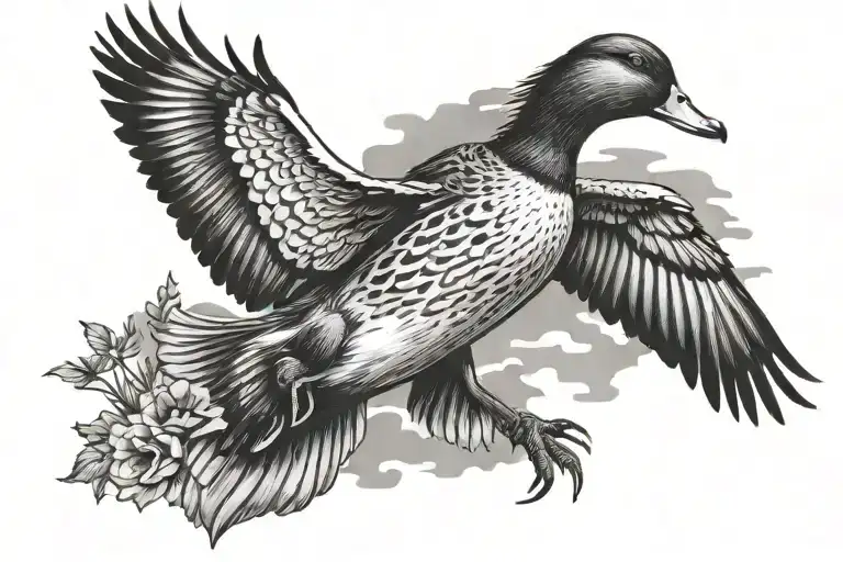 duck hunting flying across tattoo design idea