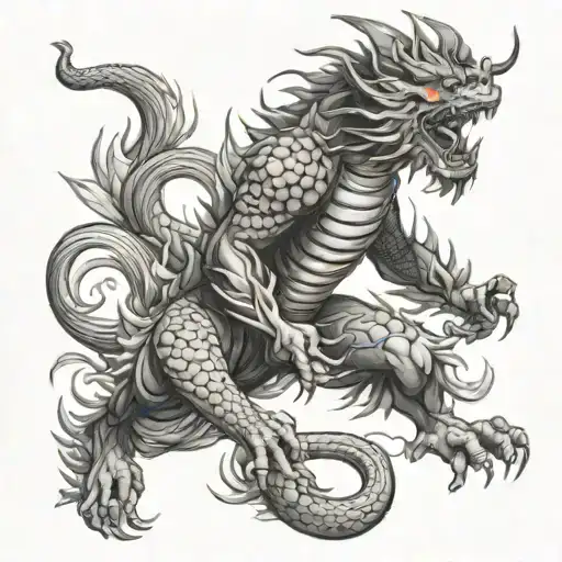 sun wukong dragon flower tattoo design idea