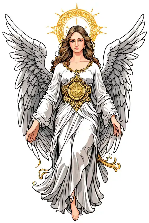 female guardian angel tattoo design idea