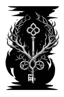 representative of the 4 elements (water, earth, wind, fire) with a Celtic tree of life and a soil key and a key tattoo design idea