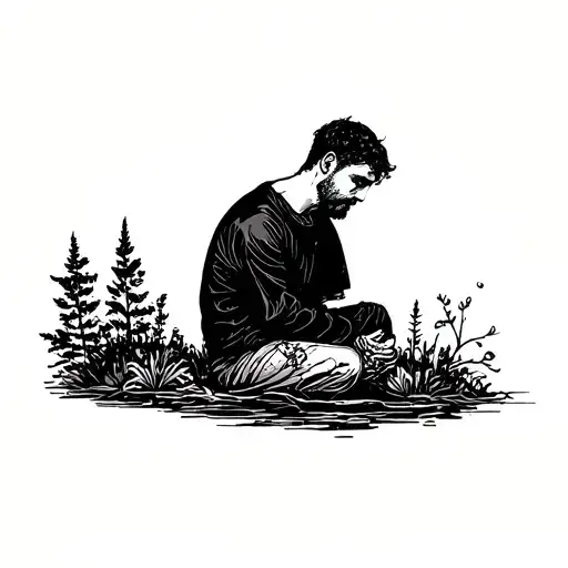 nature/ lonely man tattoo design idea
