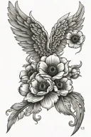 angelwings w anemone flower tattoo design idea