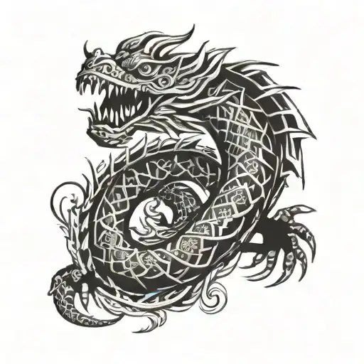 Polynesian dragon wrapped tattoo design idea