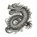Polynesian dragon wrapped tattoo design idea
