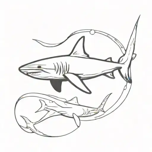 one reef shark swimming tattoo design idea
