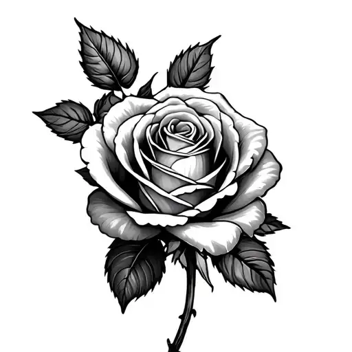 a rose, horizontal, that with its stem forms the name of Rosa tattoo design idea