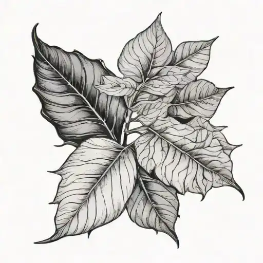 leaf line work tattoo design idea