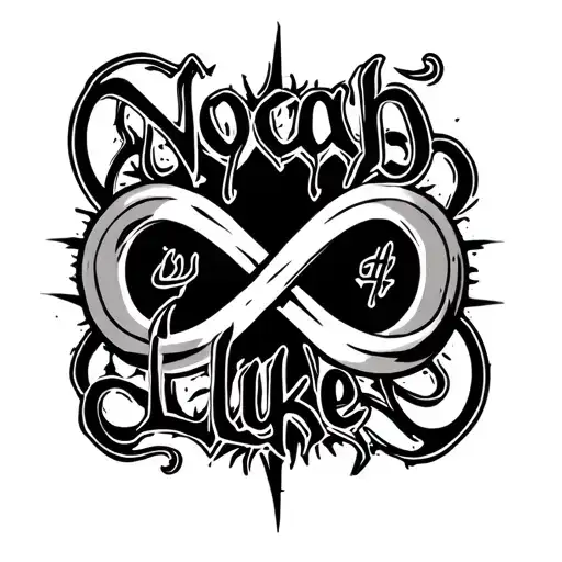 "Noah Luke" Infinity Symbol with names tattoo design idea