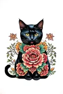 two headed black cat tattoo design idea