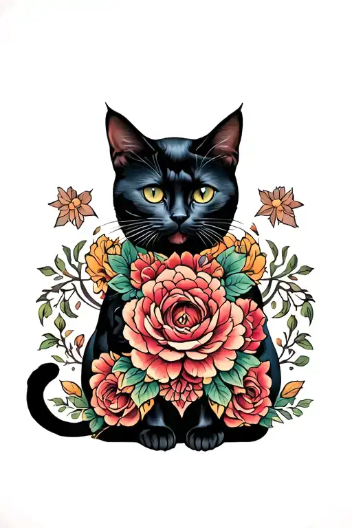 two headed black cat tattoo design idea