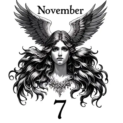  the 7 heavenly virtues with the date of november 7 tattoo design idea
