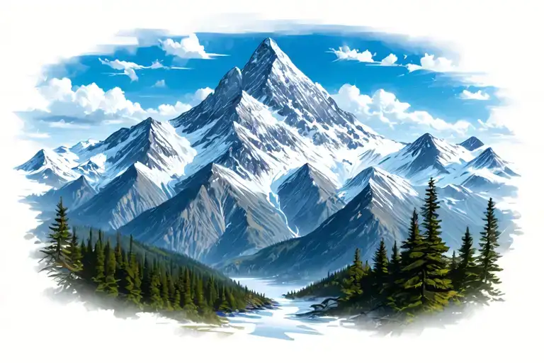 mountain landscape tattoo design idea