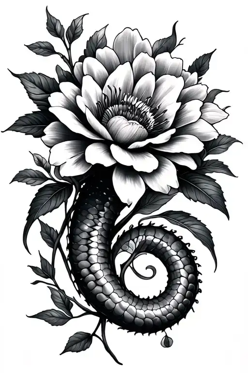 Morray eel flower tattoo design idea