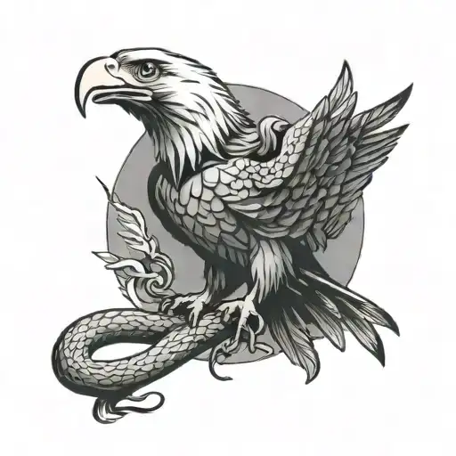eagle fights with snake on hand character tattoo design idea