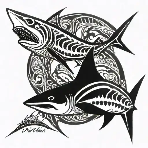 mako shark polynesia tattoo design idea