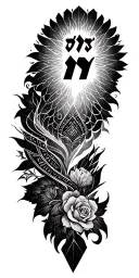 geometric filler Christian with some Hebrew scripture tattoo design idea