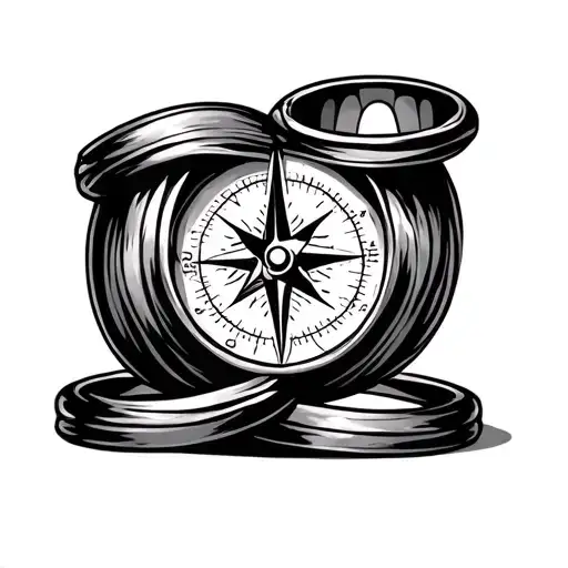 Couple Ring and compass surrounded tattoo design idea