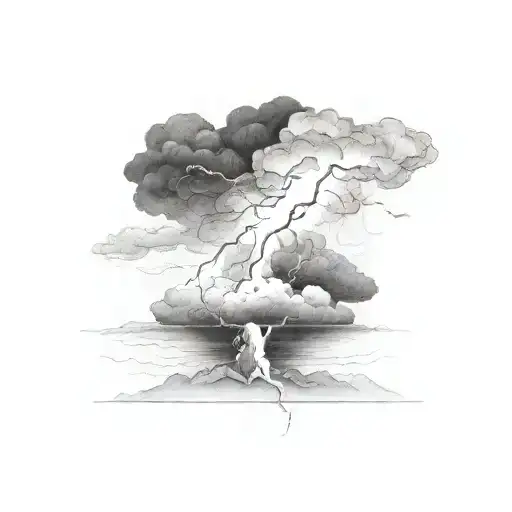 a thunderstorm with lightning and dark clouds for a tattoo. The ground must no appear in the image.  tattoo design idea