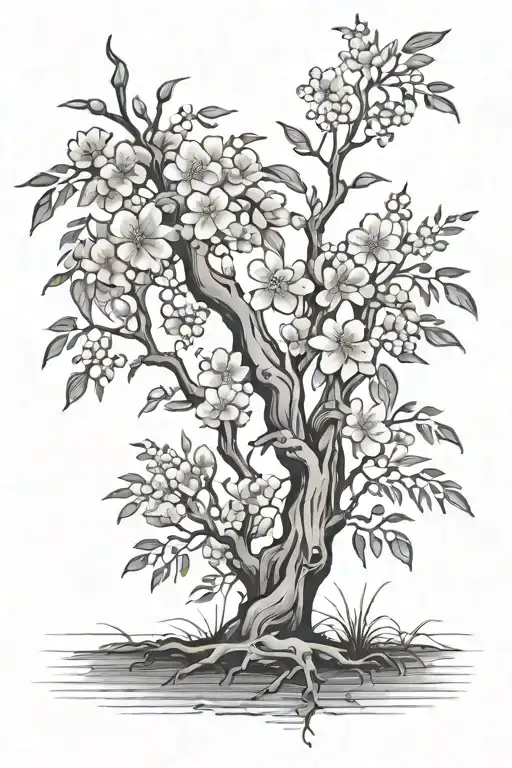 spine tattoo with flowers and willow tree branches tattoo design idea