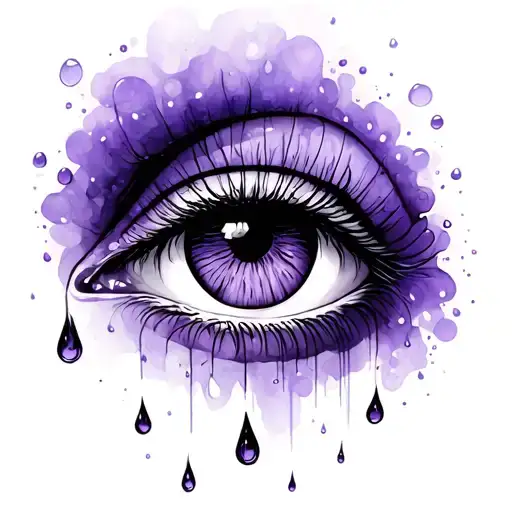 black iris, purple rain drops tattoo design idea
