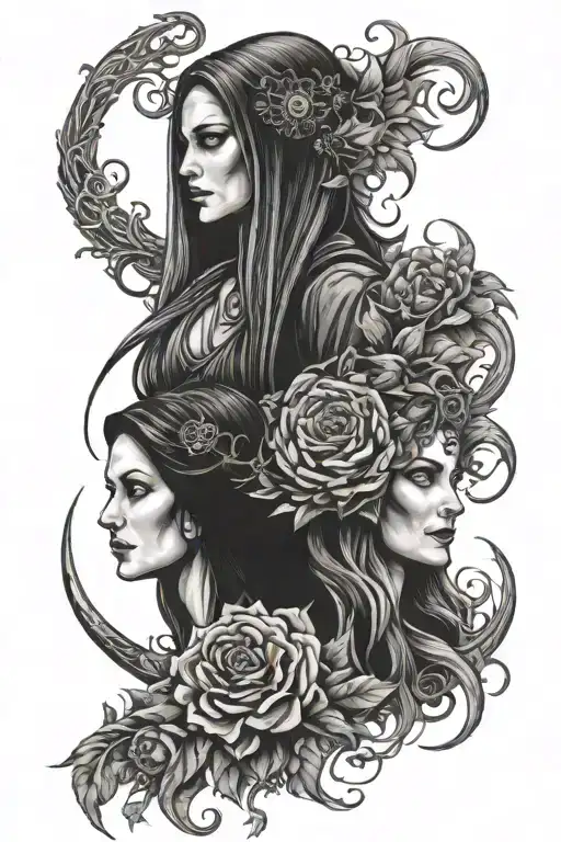 maiden mother crone tattoo design idea