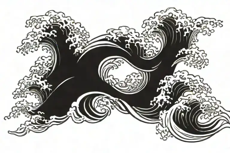 Japanese wave tattoo design idea