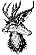 Profile jackalope with thin and sharp horns tattoo design idea