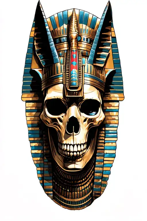 A Fusion Of Egyptian And Inka Symbolism, Featuring God anubis And Skull On Machu Picchu Tattoo tattoo design idea