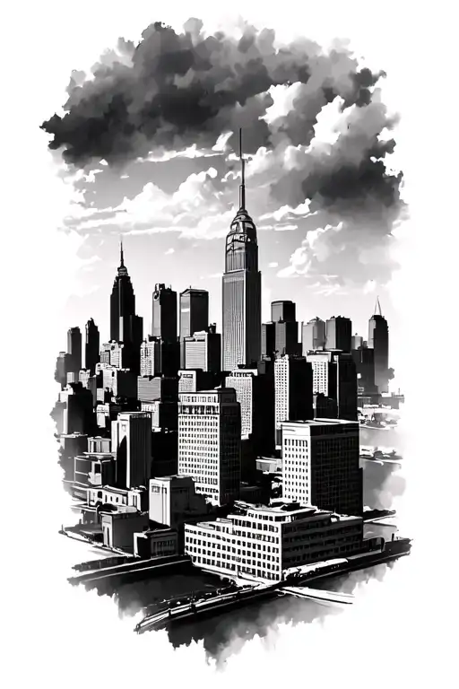 Detroit skyline tattoo design idea