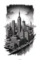 Detroit skyline tattoo design idea