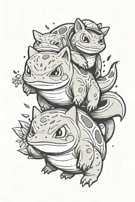 Bulbasaur, Psyduck, Snorlax tattoo design idea